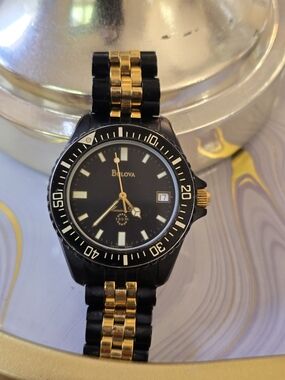 Bulova Black and Gold Bracelet Dive-Style Watch
